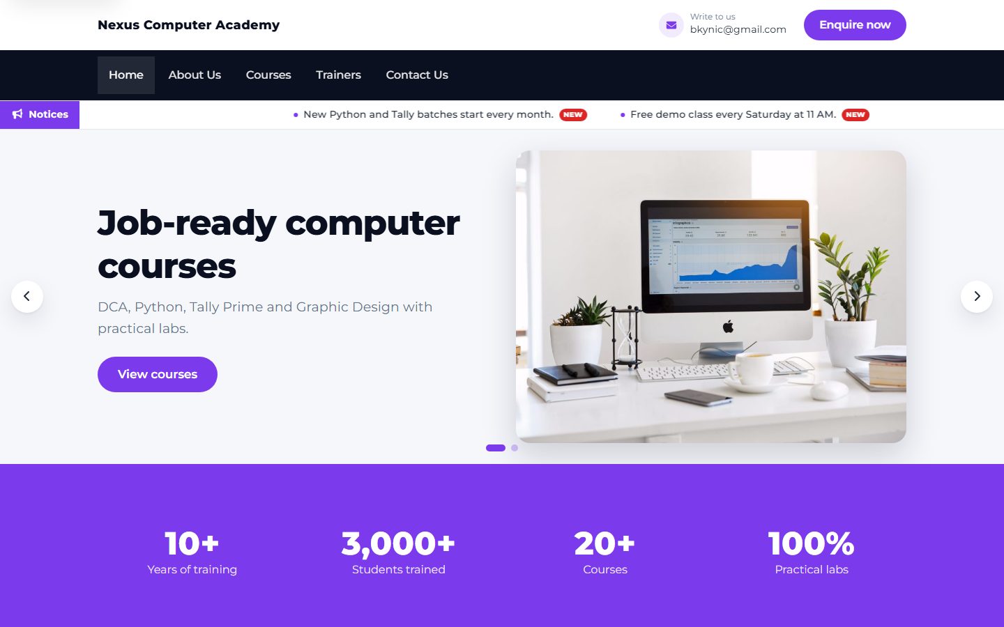 Nexus Computer Academy demo website