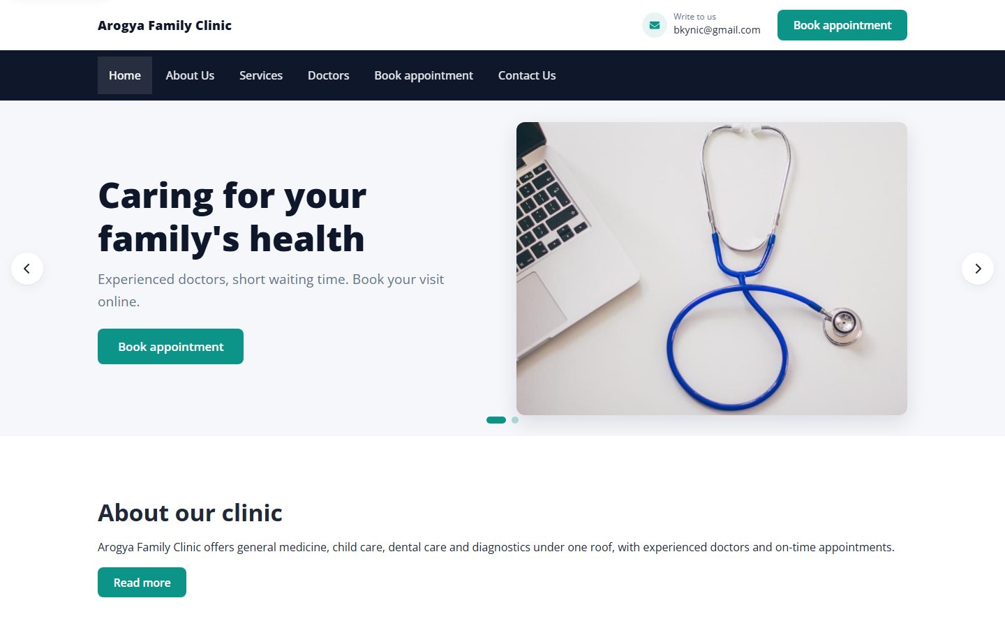 Arogya Family Clinic demo website